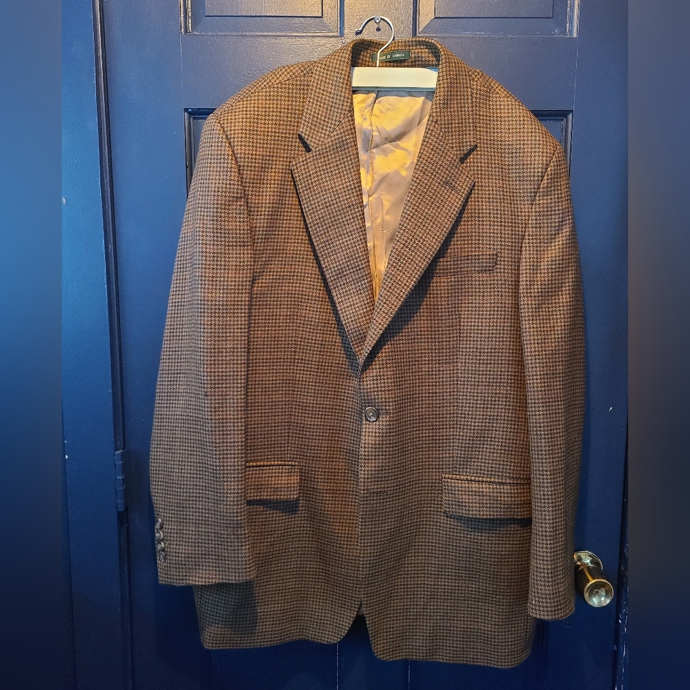 Vintage Ralph Lauren Wool Houndstooth Blazer — Made in Canada (Est. 40R)
